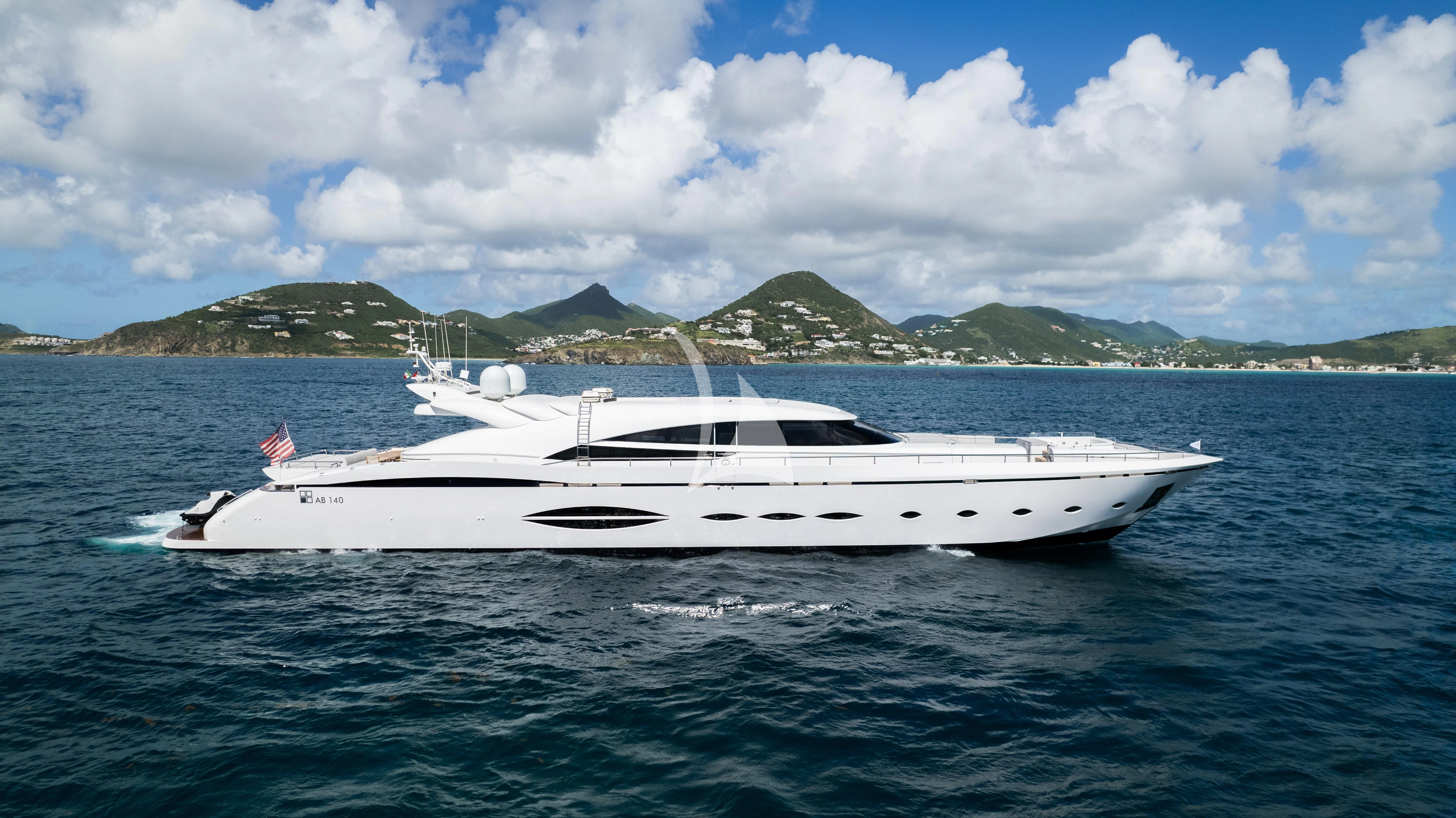 a white boat in the water aboard BLUE DEVIL Yacht for Sale