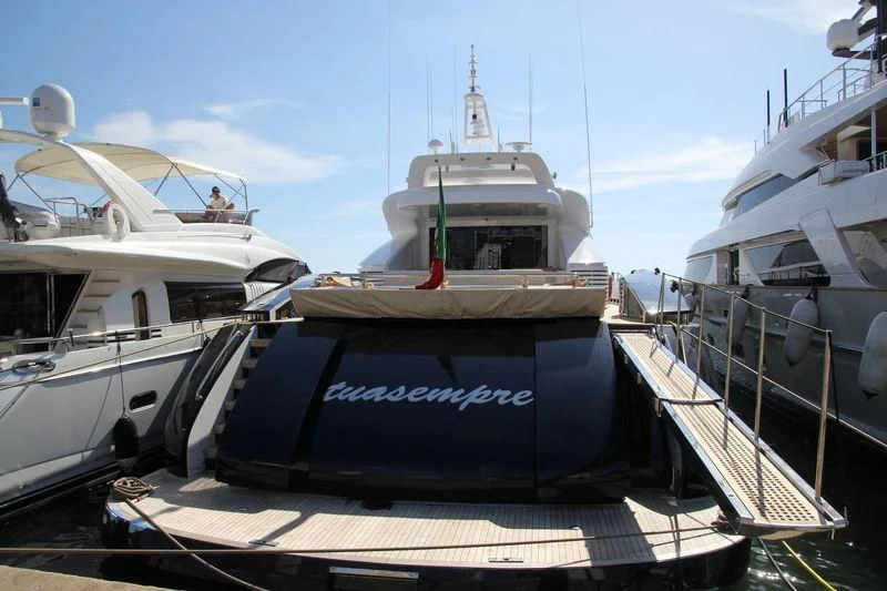 a group of boats are parked aboard BLUE DEVIL Yacht for Sale
