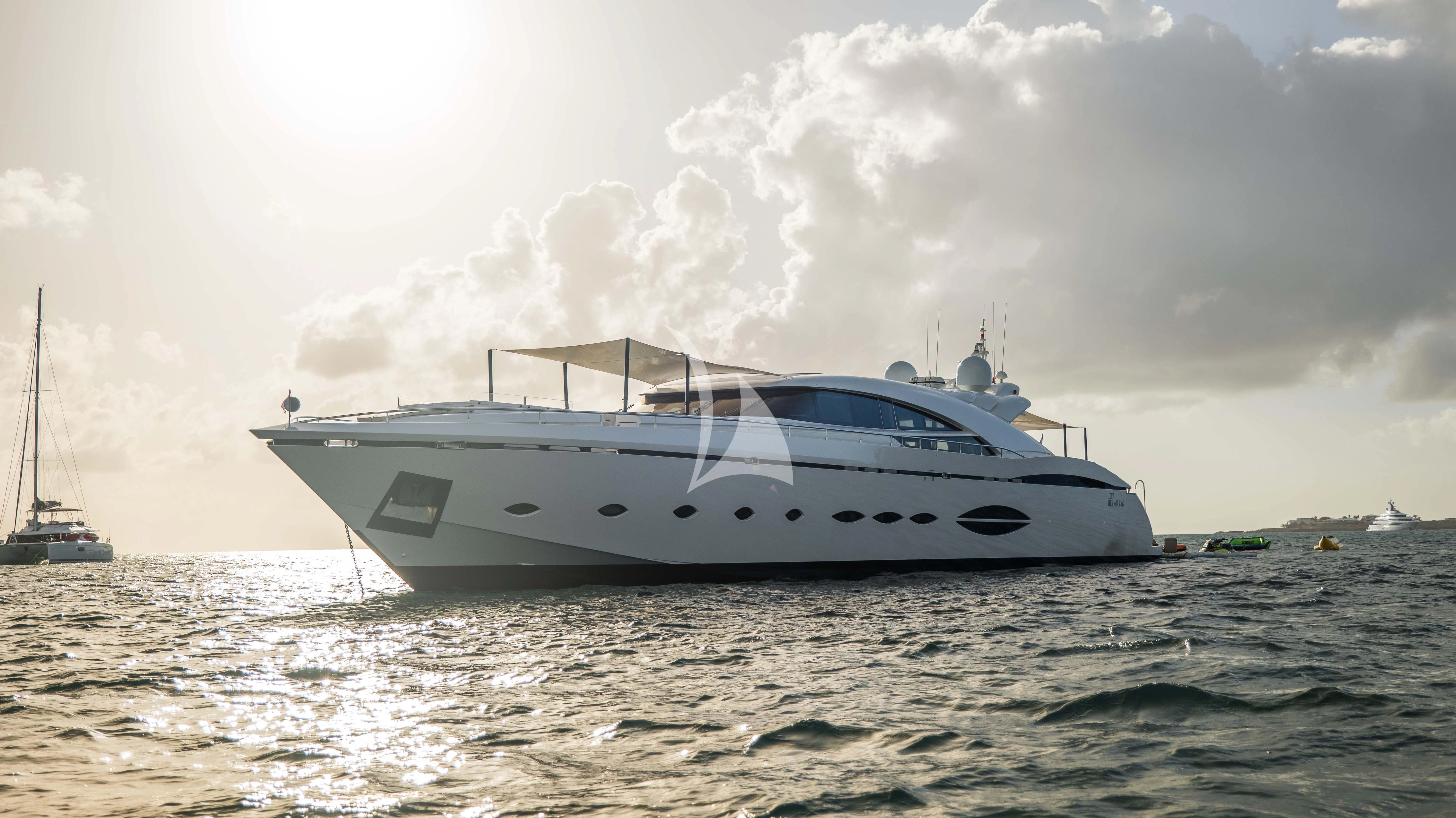 a white yacht in the water aboard BLUE DEVIL Yacht for Sale