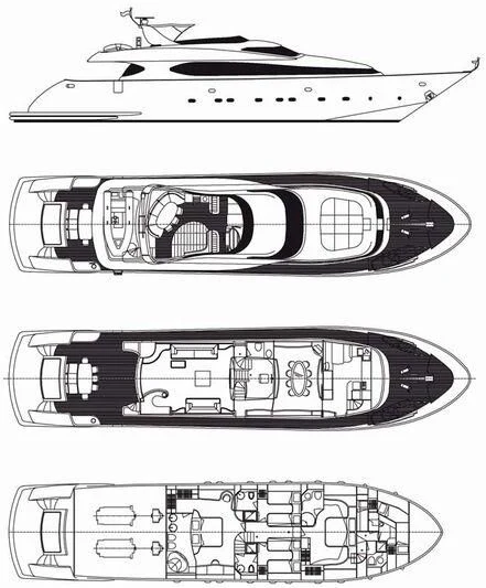 diagram, engineering drawing aboard BLUE DEVIL Yacht for Sale