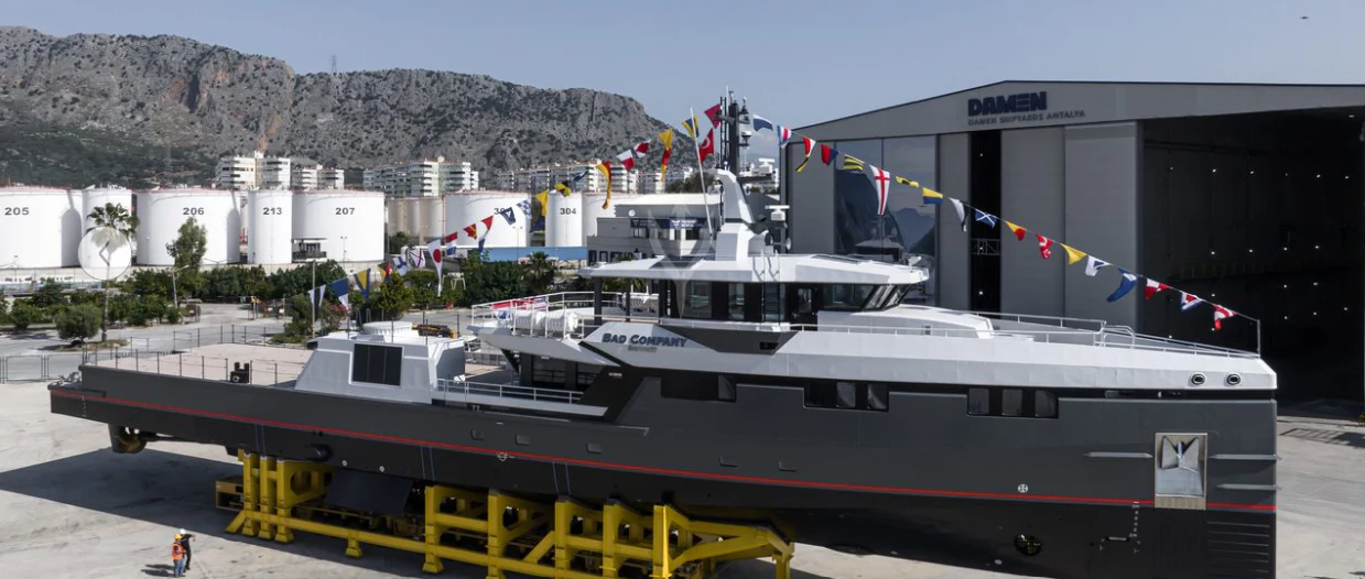 a large boat docked aboard BAD COMPANY SUPPORT Yacht for Sale