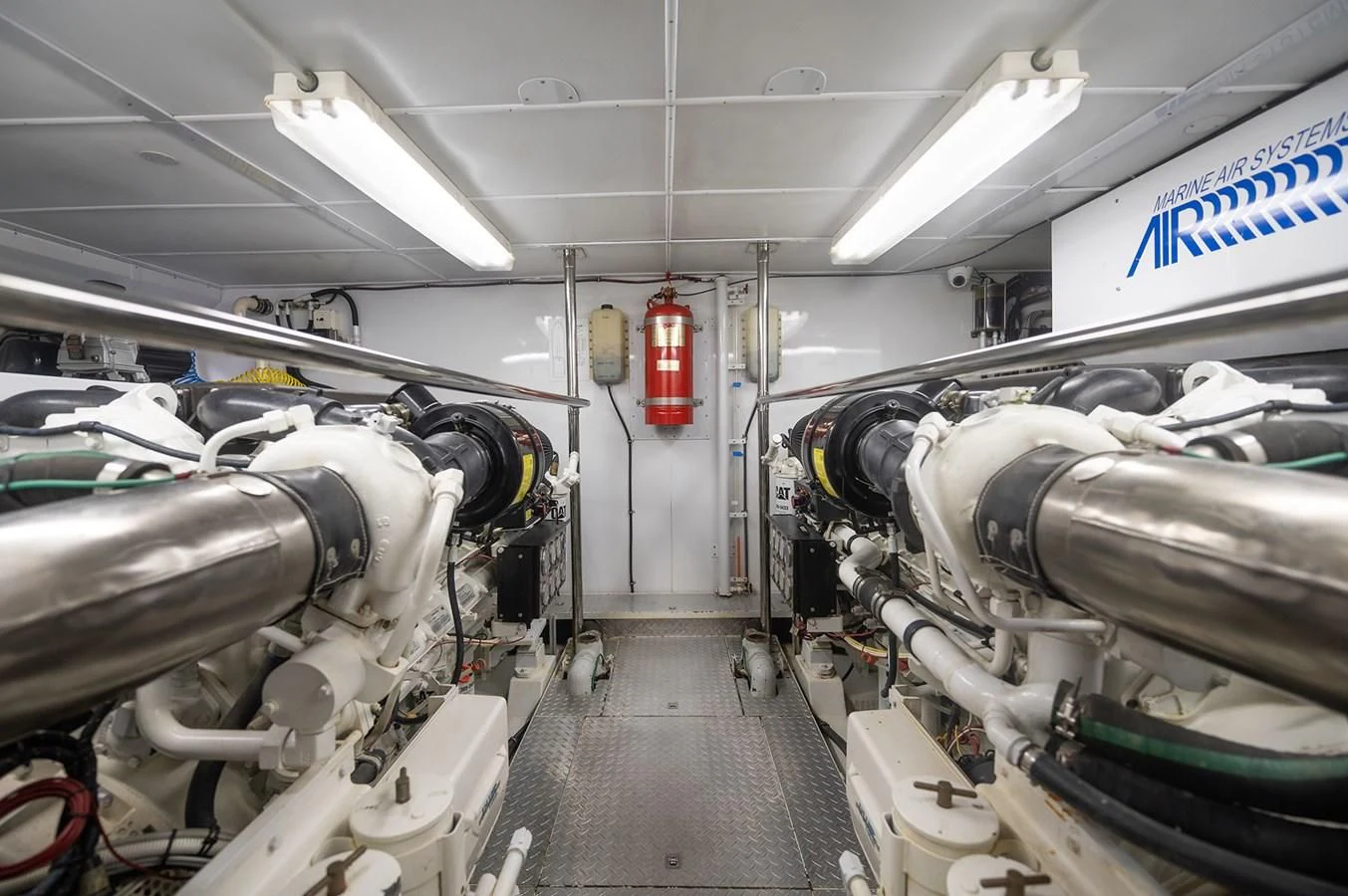 a room with pipes and tubes aboard DOLCE VITA Yacht for Sale