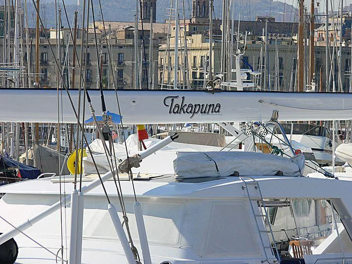 a group of boats in a harbor aboard TAKAPUNA Yacht for Sale