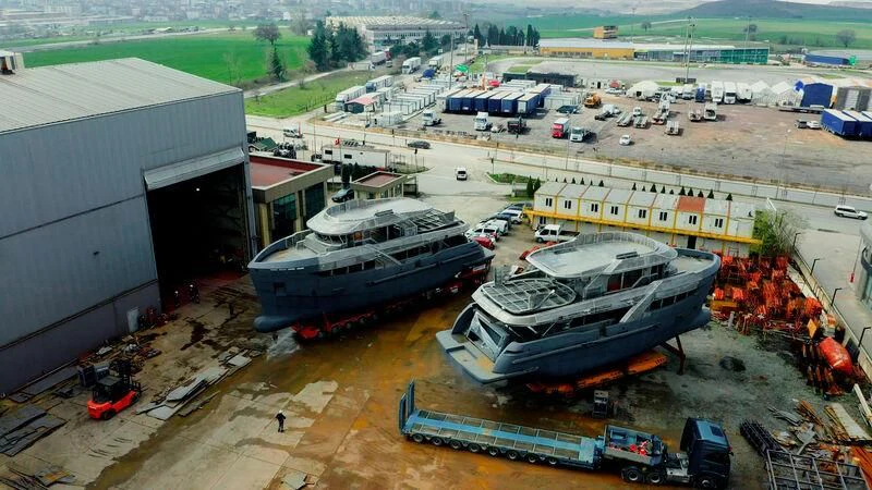 a large ship in a harbor aboard BERING 80/01 Yacht for Sale