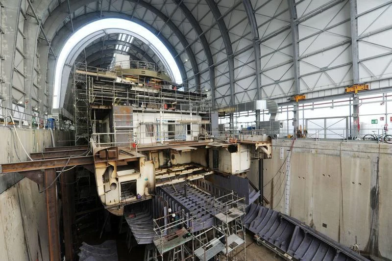 a large factory with many machines aboard QUEEN MIRI Yacht for Sale