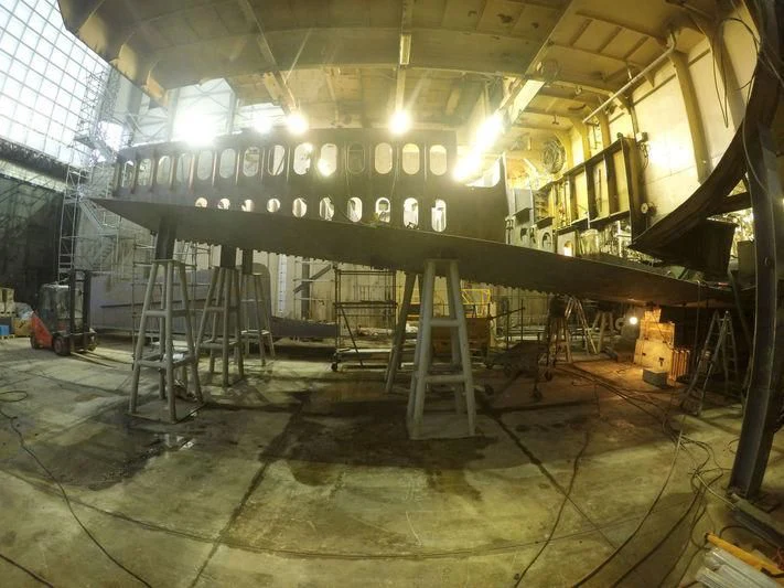 a large factory with large machines aboard QUEEN MIRI Yacht for Sale