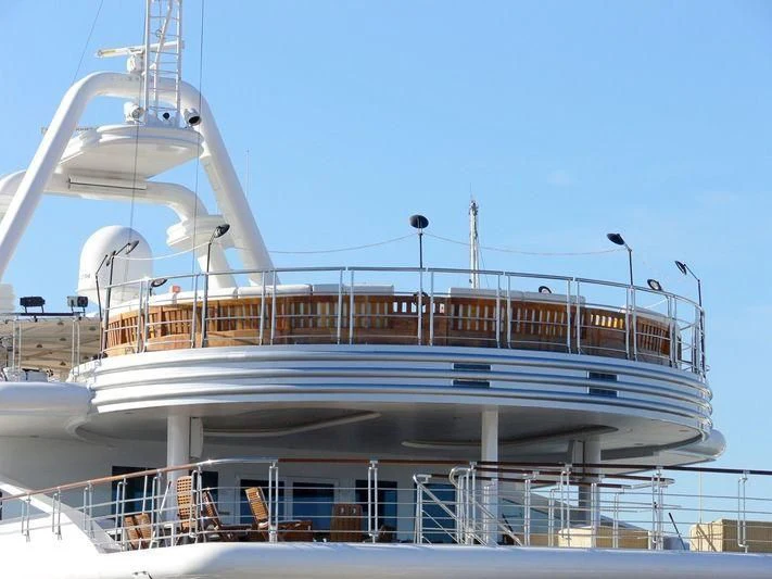 a large white ferris wheel aboard QUEEN MIRI Yacht for Sale