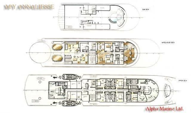 diagram, engineering drawing aboard QUEEN MIRI Yacht for Sale