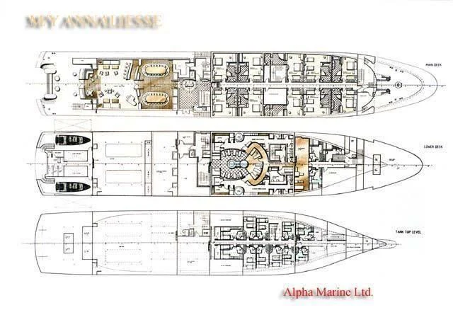 diagram, engineering drawing aboard QUEEN MIRI Yacht for Sale