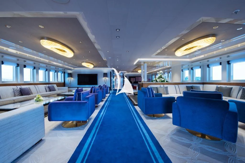 a swimming pool in a room aboard QUEEN MIRI Yacht for Sale