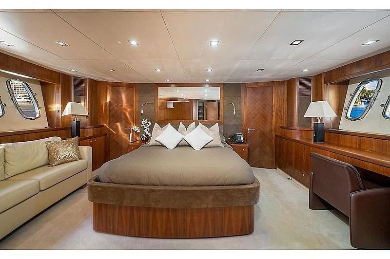 a large living room with a couch aboard BEYOND Yacht for Sale