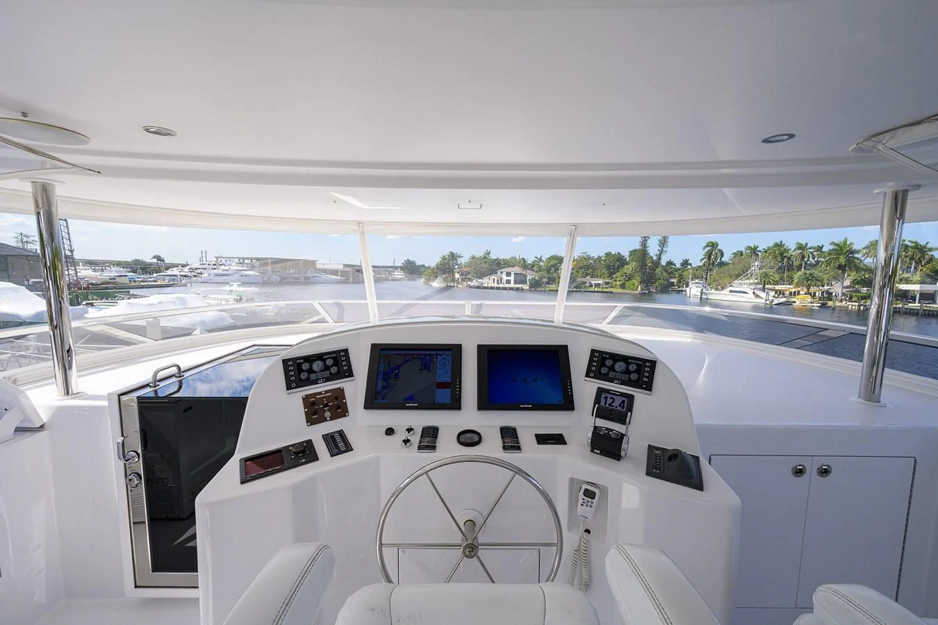 inside of a white car aboard DETERMINATION Yacht for Sale