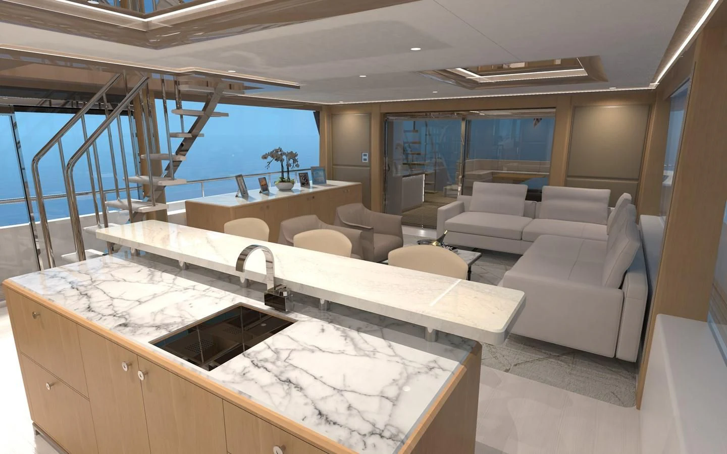a large room with a large window aboard SALT & LIGHT Yacht for Sale