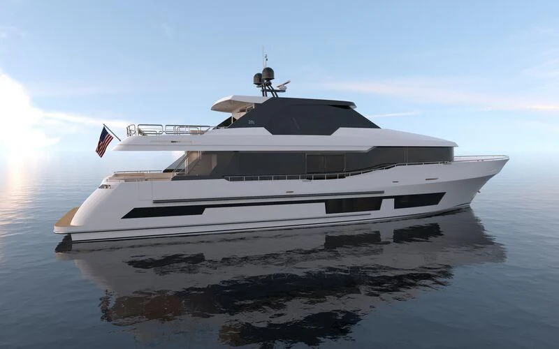 a white yacht on the water aboard SALT & LIGHT Yacht for Sale