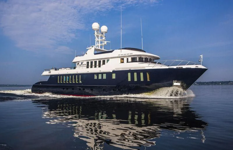 a large ship on the water aboard DEDE Yacht for Sale