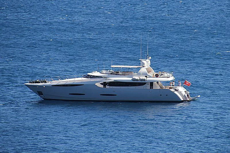a white yacht in the water aboard KHALILI Yacht for Sale