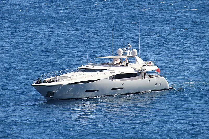 a white yacht in the water aboard KHALILI Yacht for Sale