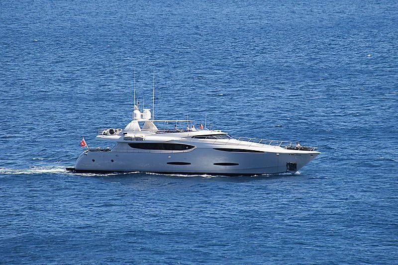 a white yacht in the water aboard KHALILI Yacht for Sale