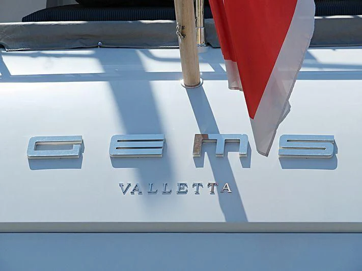 a close-up of a blue and white boat aboard KHALILI Yacht for Sale