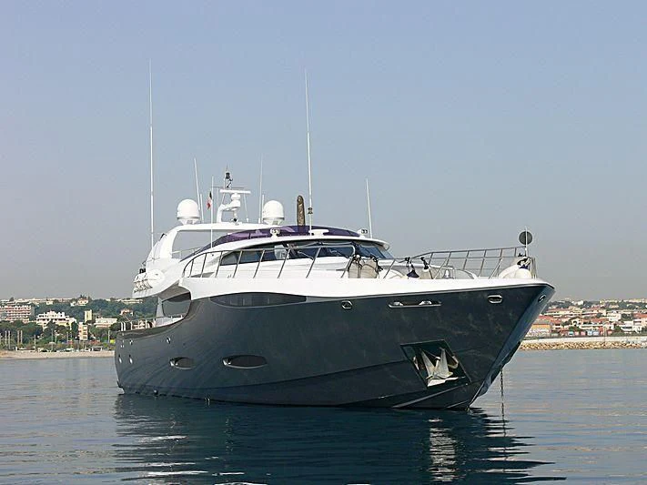 a large boat in the water aboard KHALILI Yacht for Sale