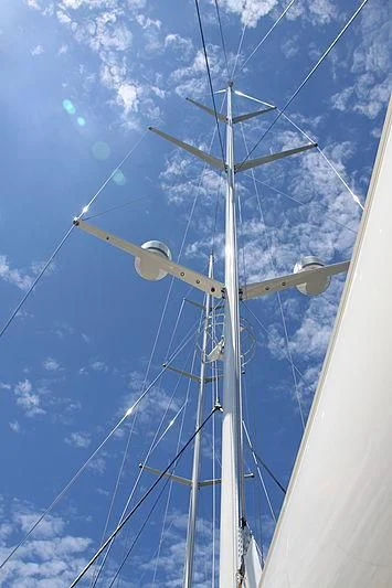 a large white sailboat aboard KAMAXITHA Yacht for Sale