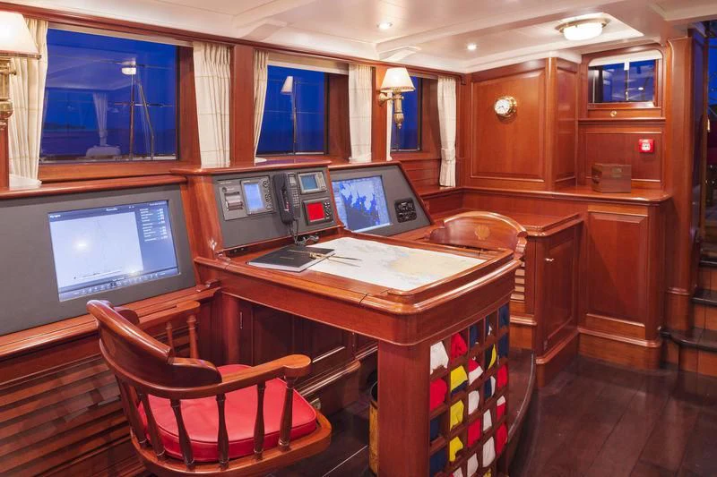 a room with a desk and computer aboard KAMAXITHA Yacht for Sale