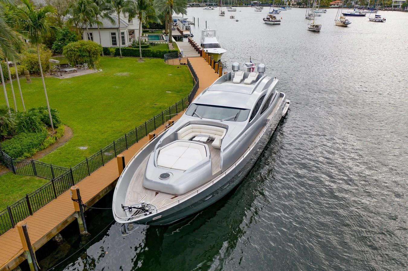 a boat docked at a pier aboard JERICO V Yacht for Sale