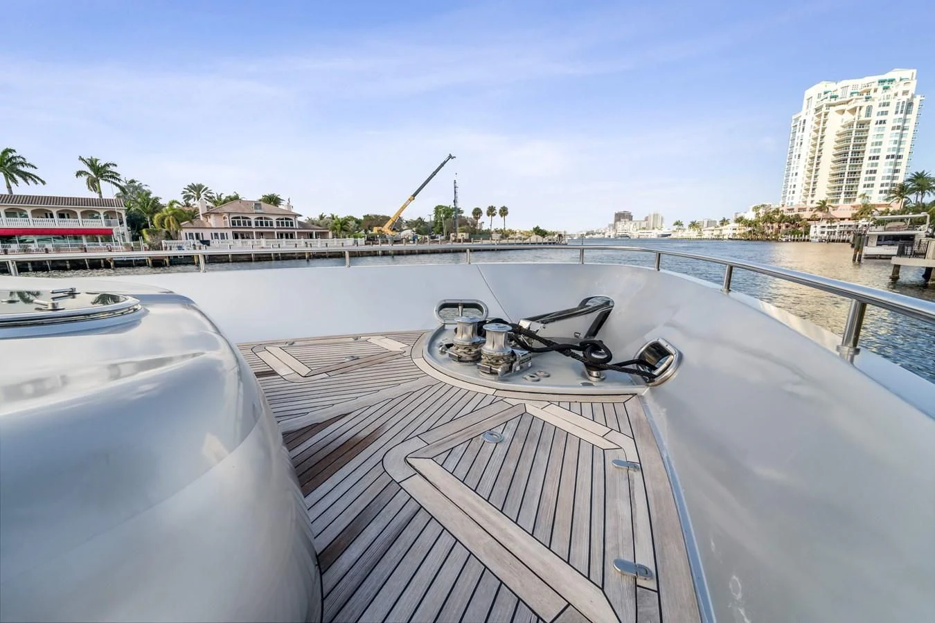 a bicycle on a railing on a boat aboard JERICO V Yacht for Sale