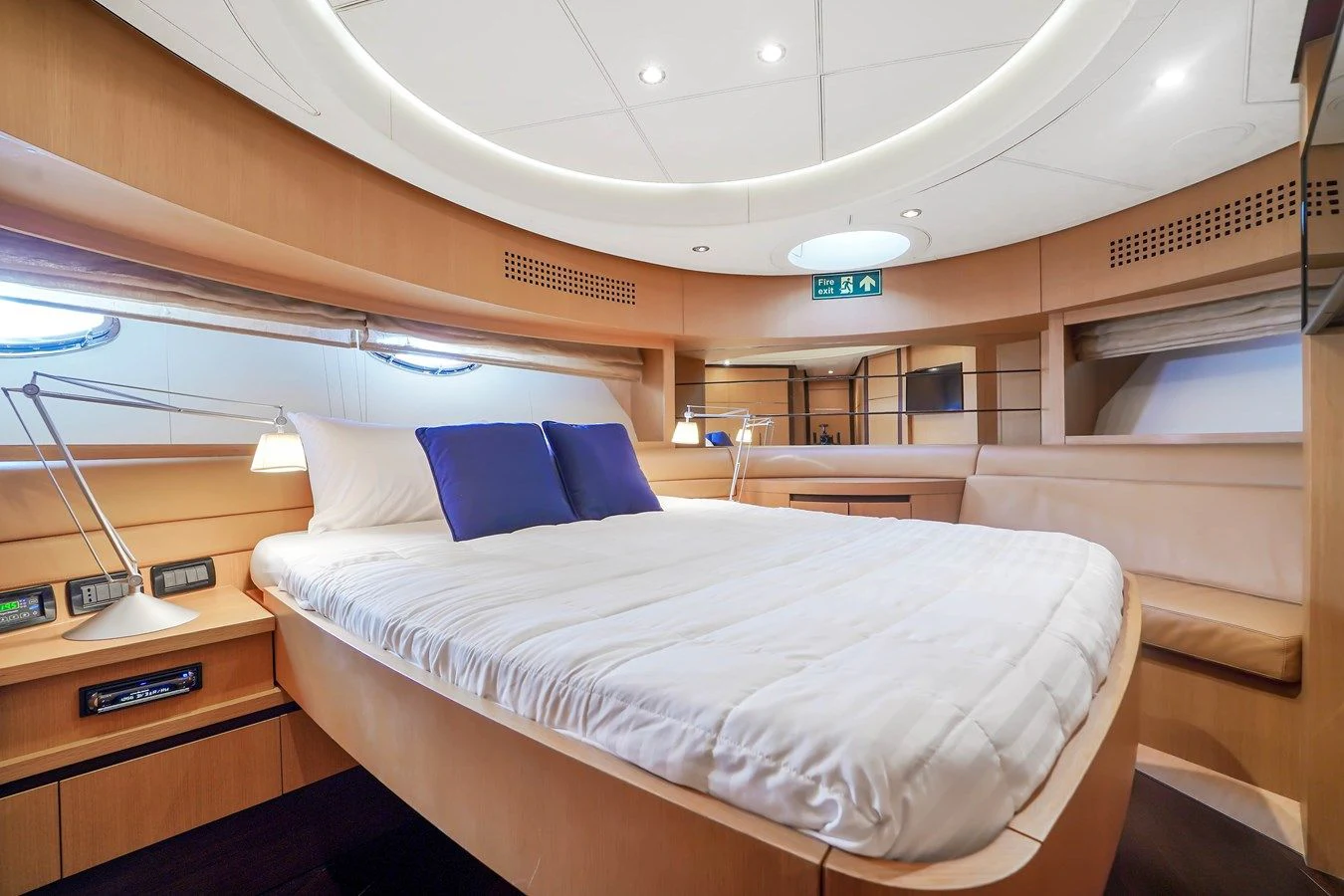 a bed in a room aboard JERICO V Yacht for Sale