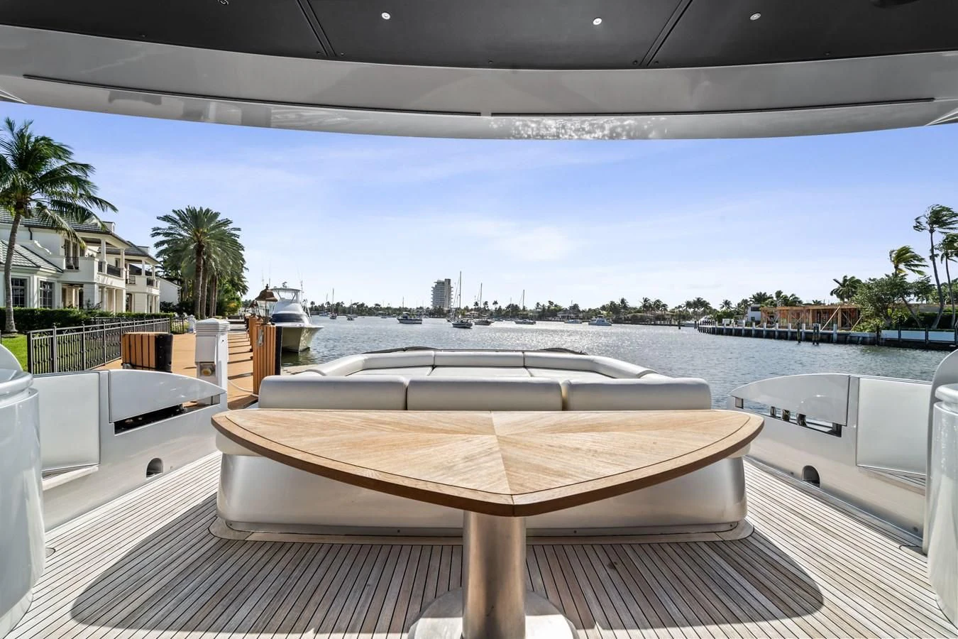 a table on a deck aboard JERICO V Yacht for Sale