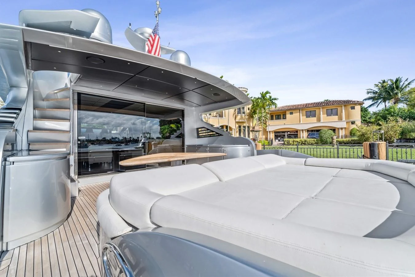 a building with a flag on the roof aboard JERICO V Yacht for Sale