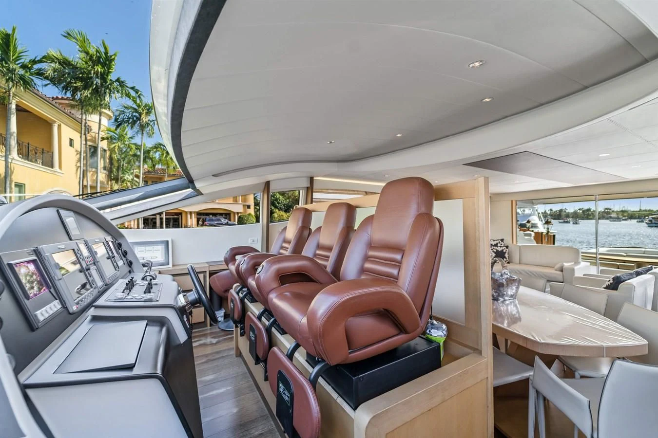 a leather chair in a room aboard JERICO V Yacht for Sale