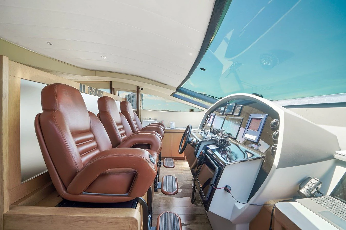 inside of a vehicle aboard JERICO V Yacht for Sale