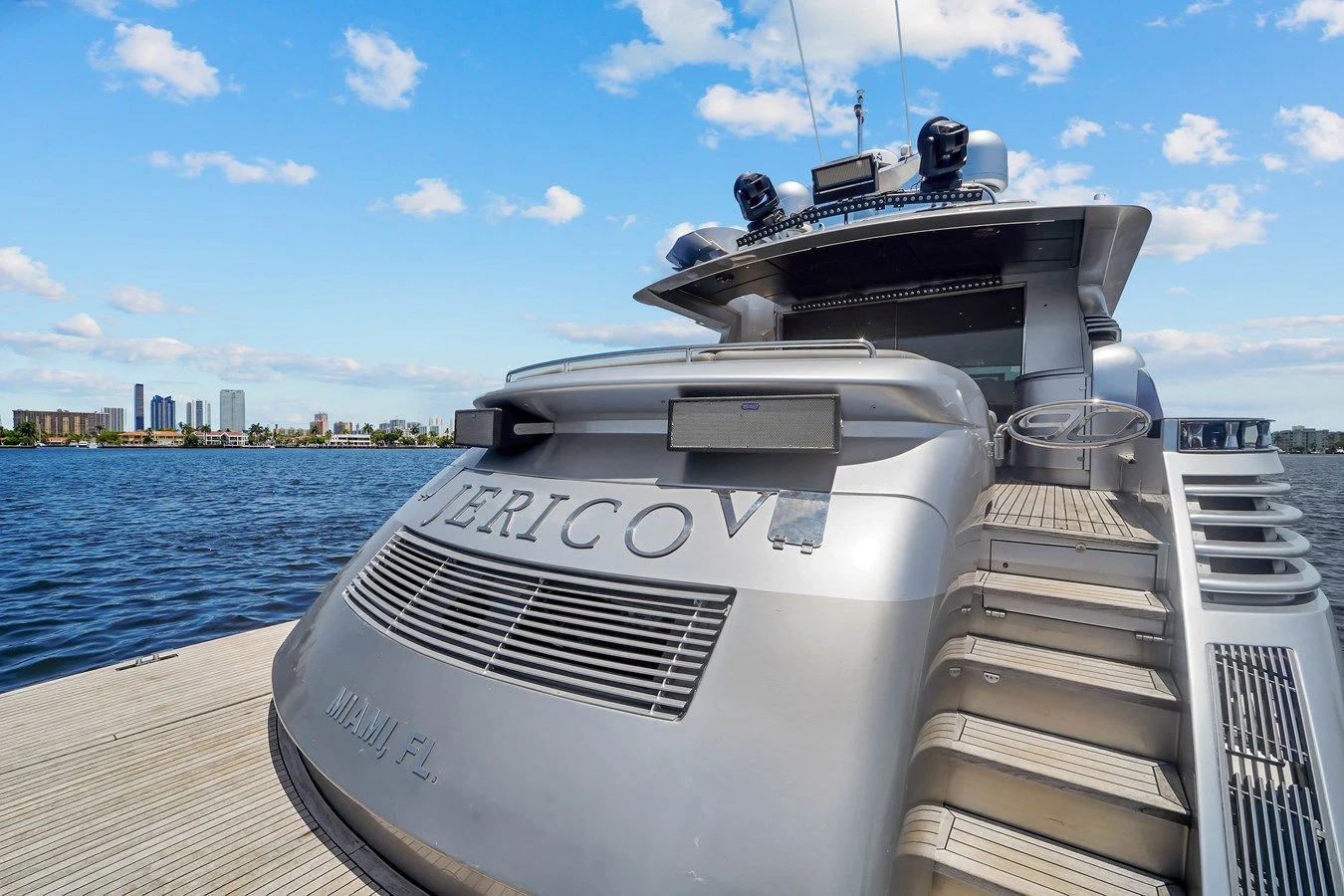a boat on a dock aboard JERICO V Yacht for Sale