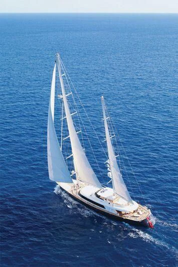 a sailboat in the water aboard PERSEUS Yacht for Sale