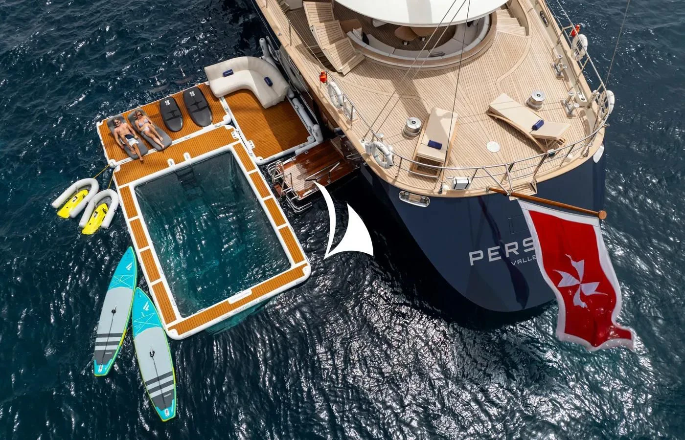 a satellite in space aboard PERSEUS Yacht for Sale