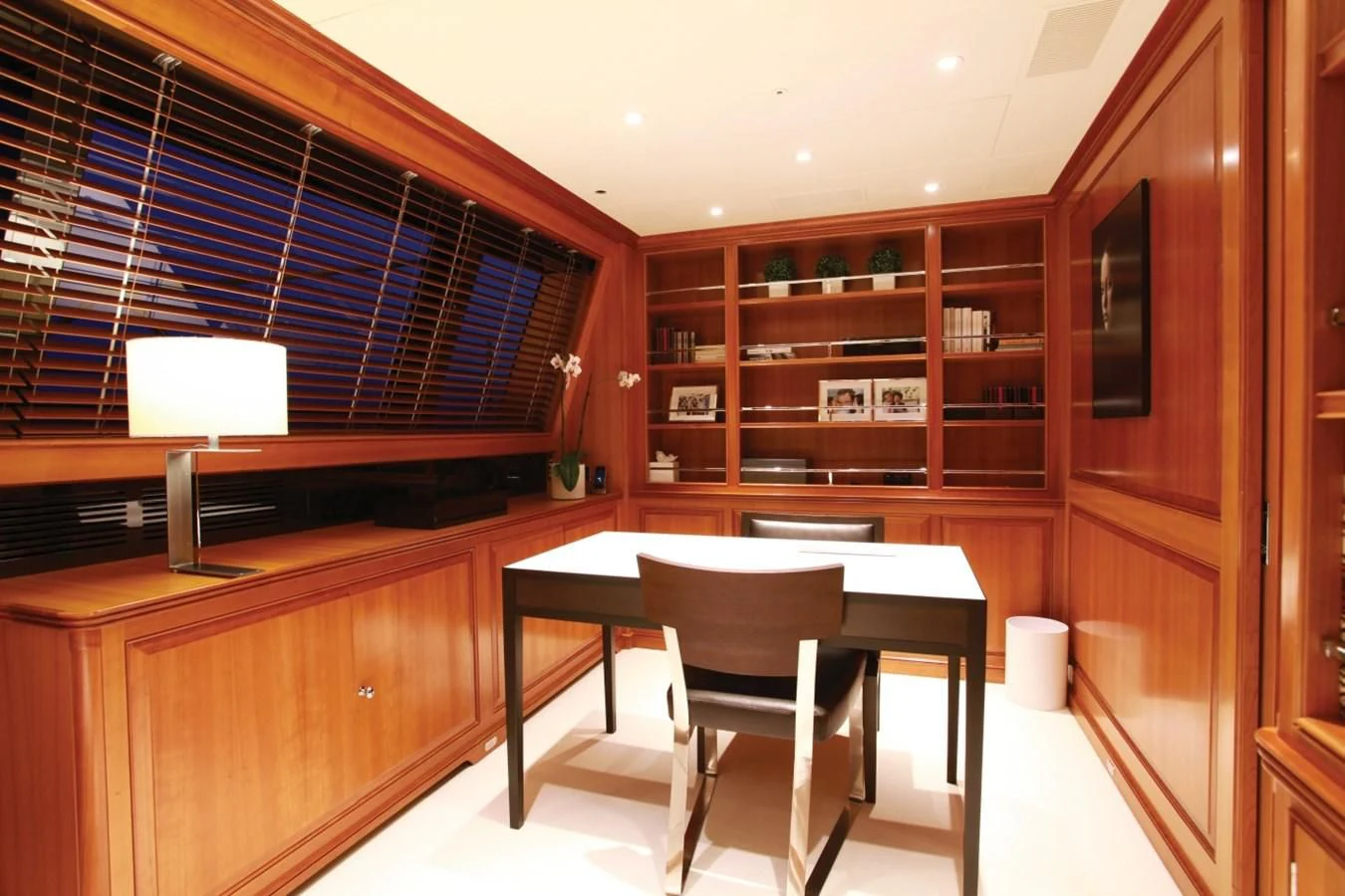 a room with a desk and a chair aboard PERSEUS Yacht for Sale