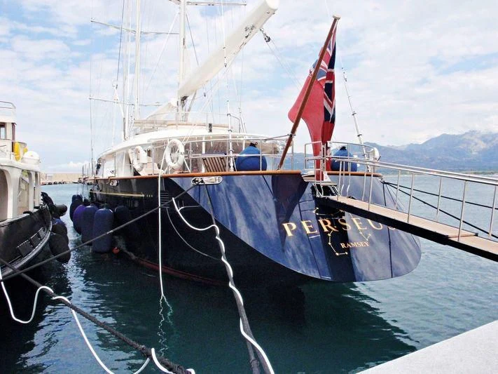 a boat with ropes and ropes aboard PERSEUS Yacht for Sale