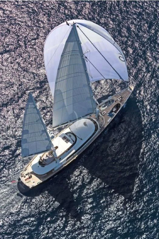 a high angle view of a boat aboard PERSEUS Yacht for Sale