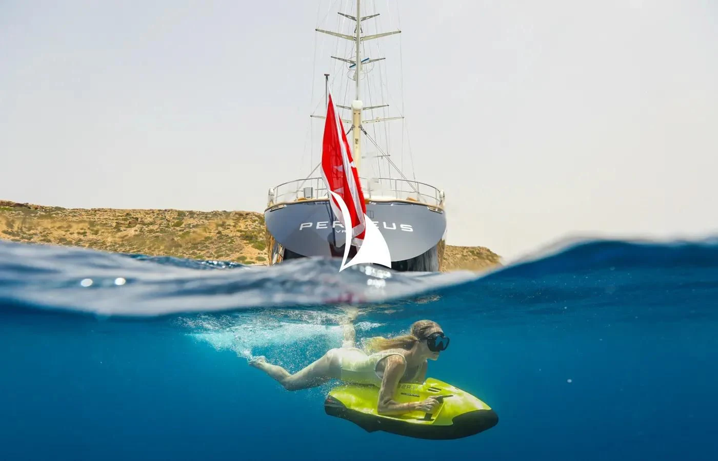 a sailboat on a body of water aboard PERSEUS Yacht for Sale