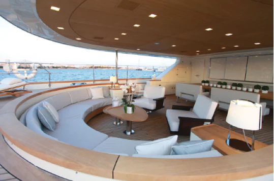 a large room with a large pool aboard PERSEUS Yacht for Sale