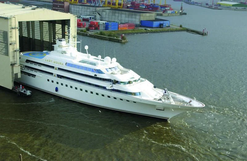 a boat in the water aboard LADY MOURA Yacht for Sale