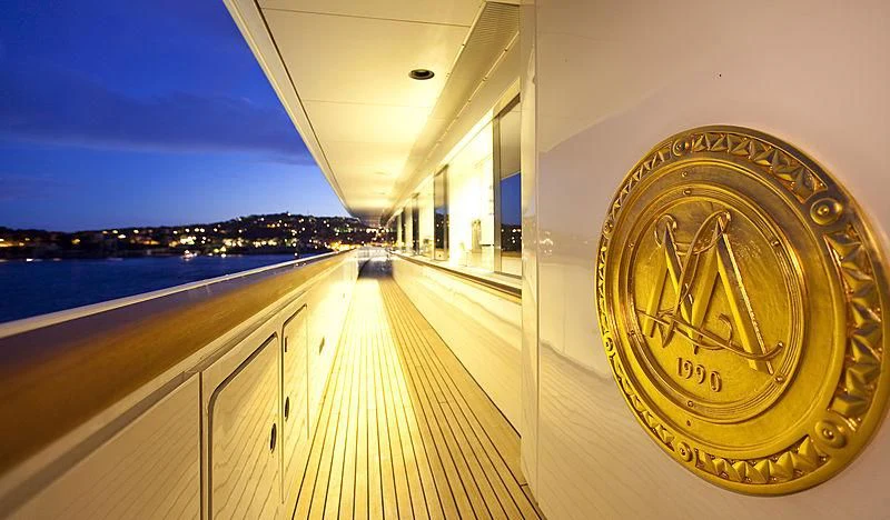 a large clock on a wall aboard LADY MOURA Yacht for Sale