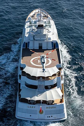 a large ship in the water aboard LADY MOURA Yacht for Sale