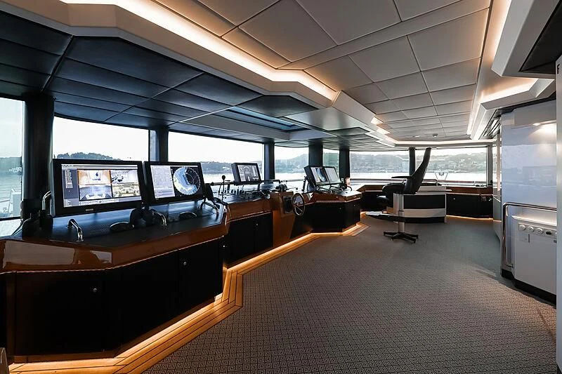 an office with several computers aboard LADY MOURA Yacht for Sale