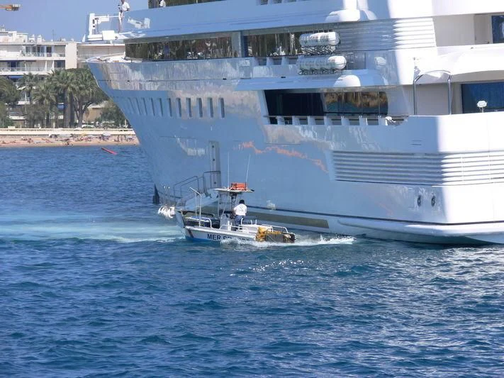 a large boat in the water aboard LADY MOURA Yacht for Sale