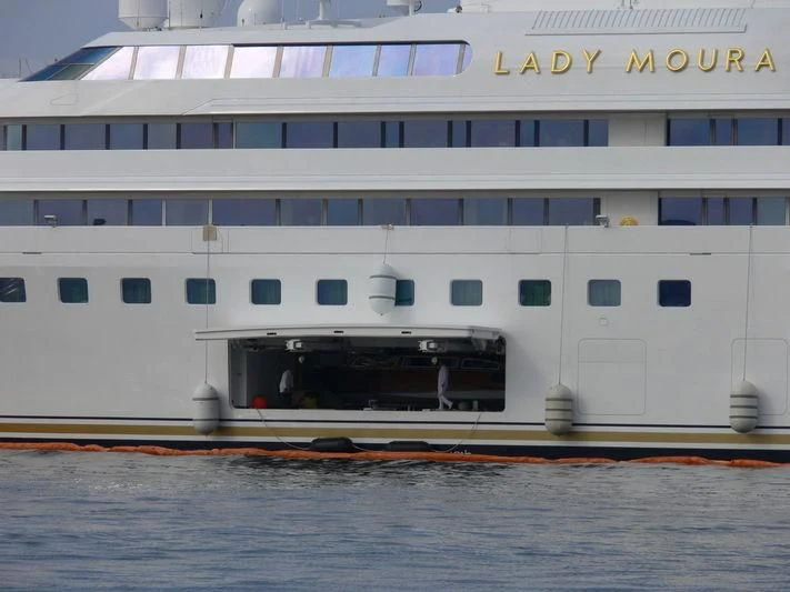 a cruise ship in the water aboard LADY MOURA Yacht for Sale