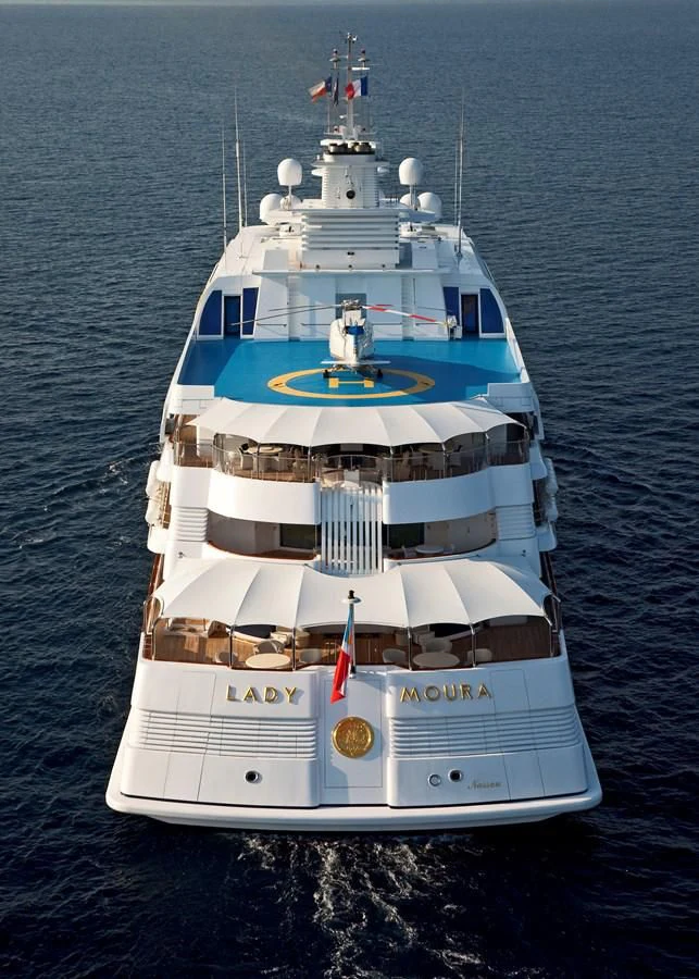 a large cruise ship in the water aboard LADY MOURA Yacht for Sale