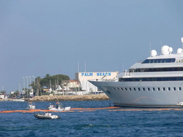 a large cruise ship in the water aboard LADY MOURA Yacht for Sale