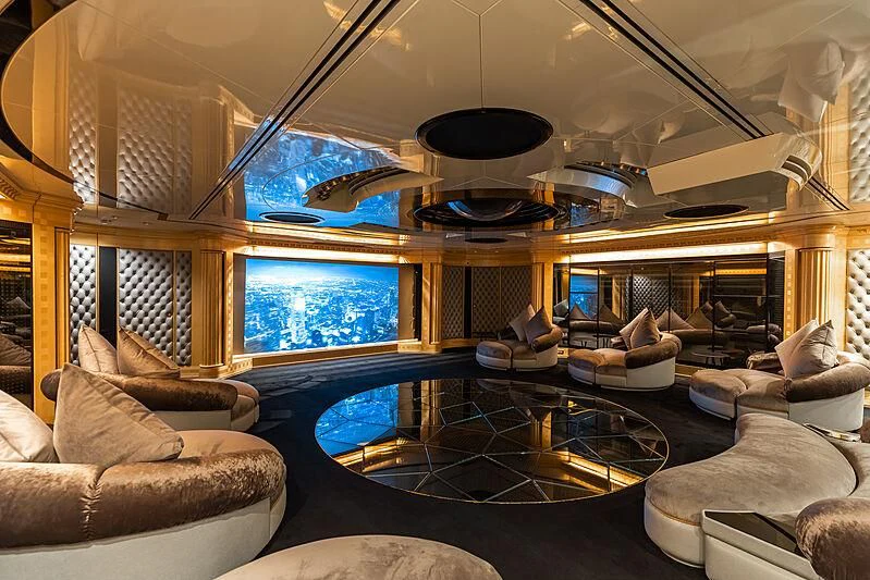 a large room with a large window aboard LADY MOURA Yacht for Sale